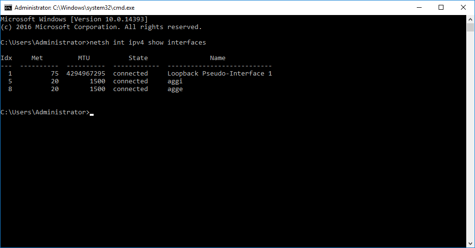 Interface index numbers from netsh command