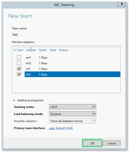 Configure aggi team for private network