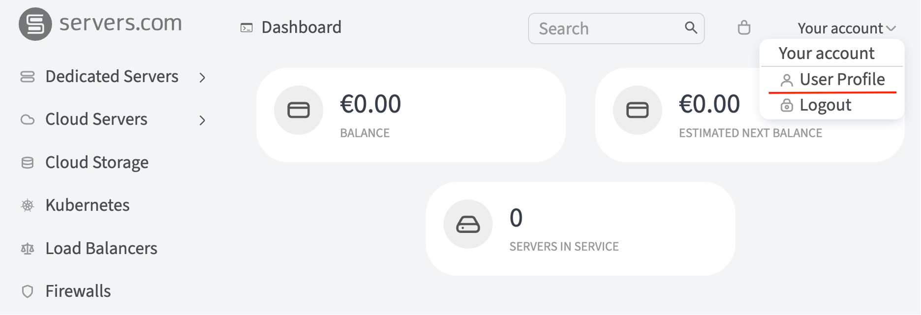 user profile dashboard