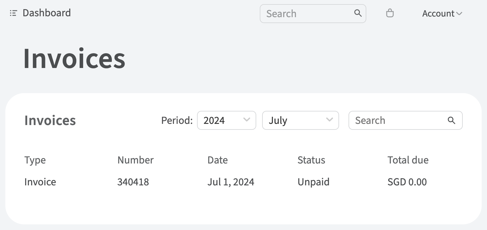 invoices dashboard