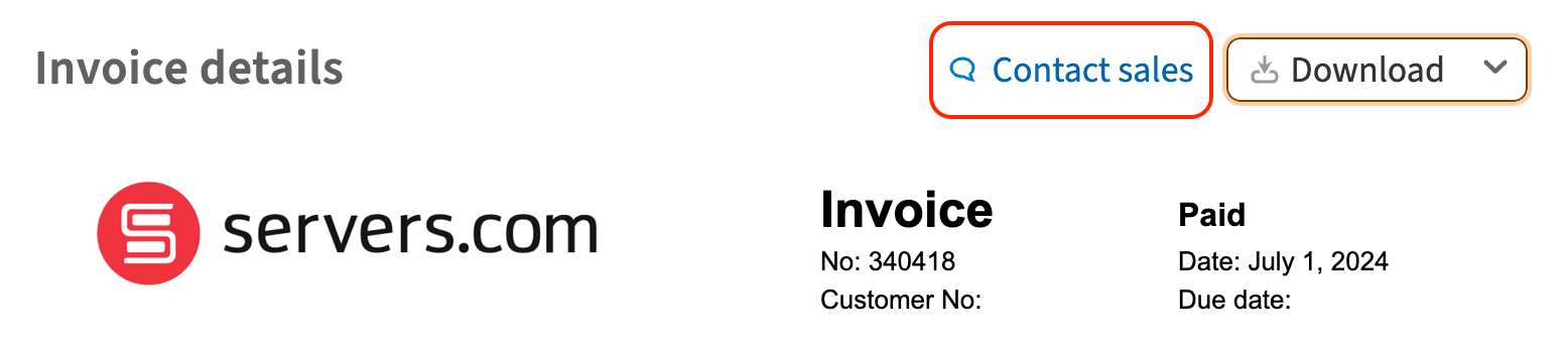 contact sales for invoice support