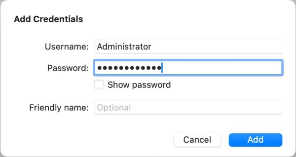 type username and password