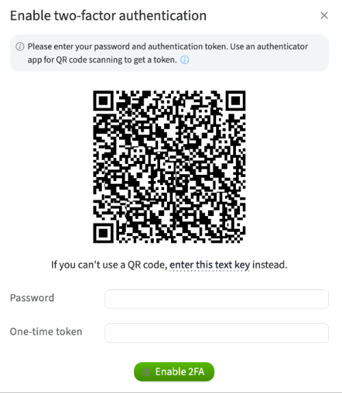 Enable 2FA screenshot