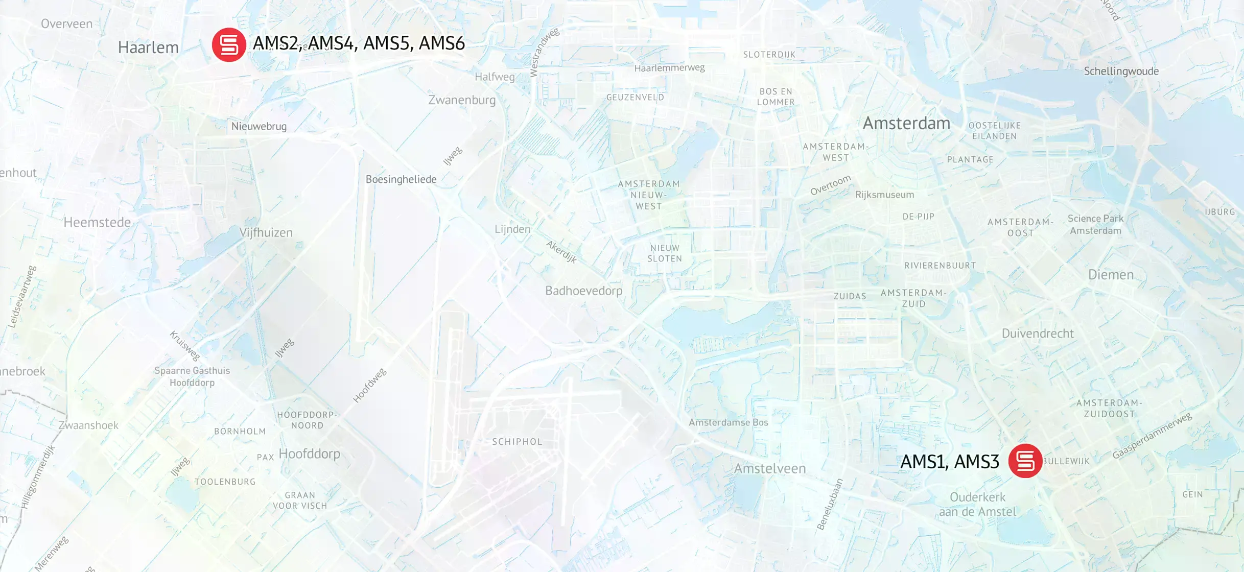 Servers.com Amsterdam data centers map