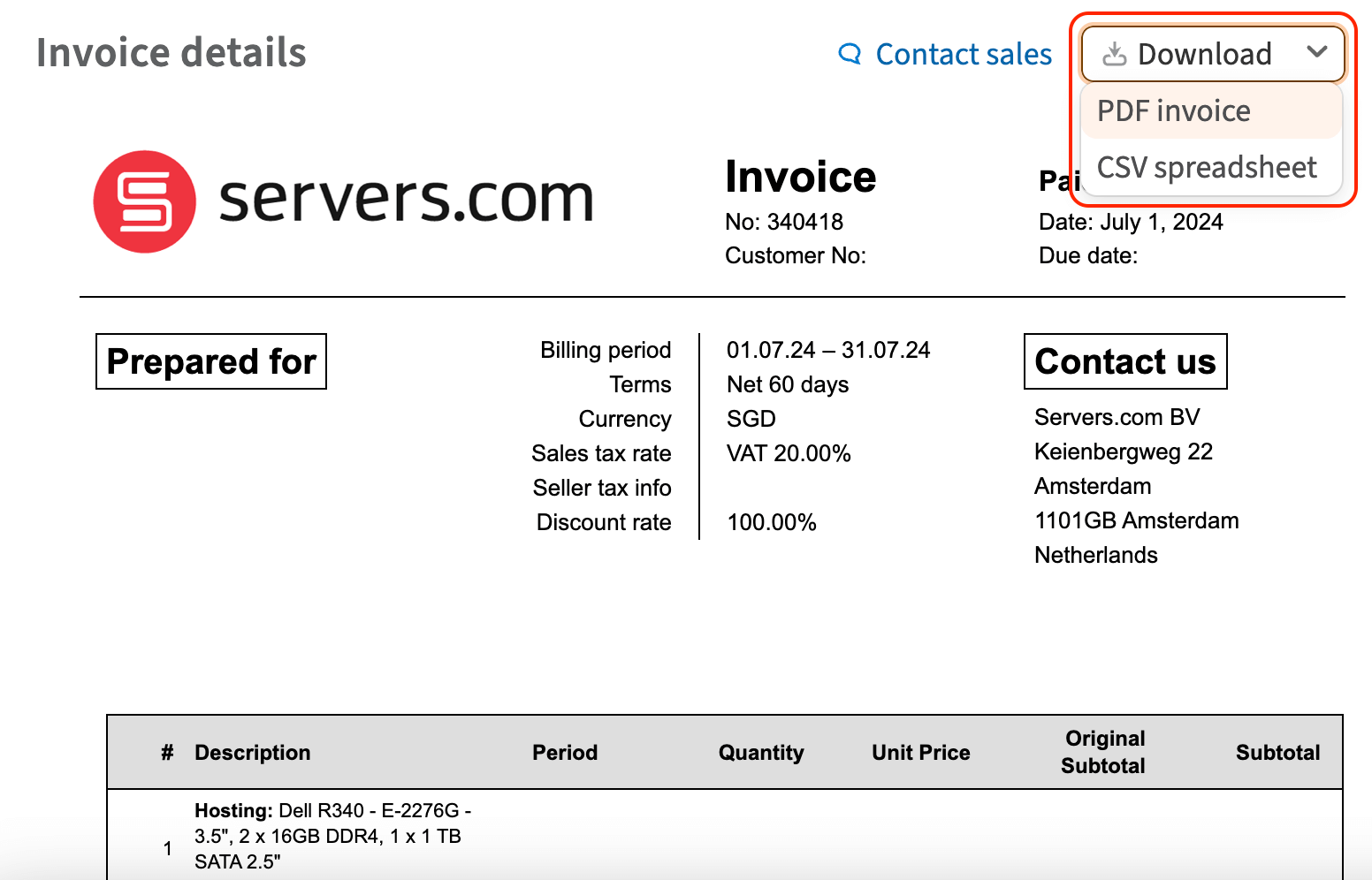 download invoice